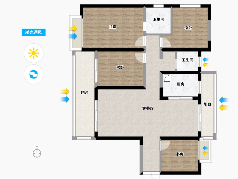 云南省-昆明市-融创文旅城-128.00-户型库-采光通风