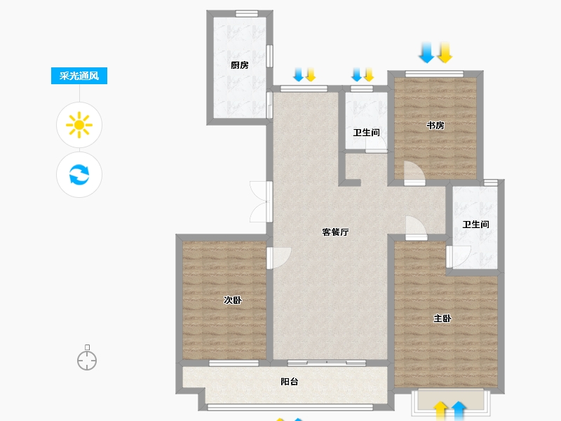 山东省-潍坊市-长运玺悦府-121.20-户型库-采光通风