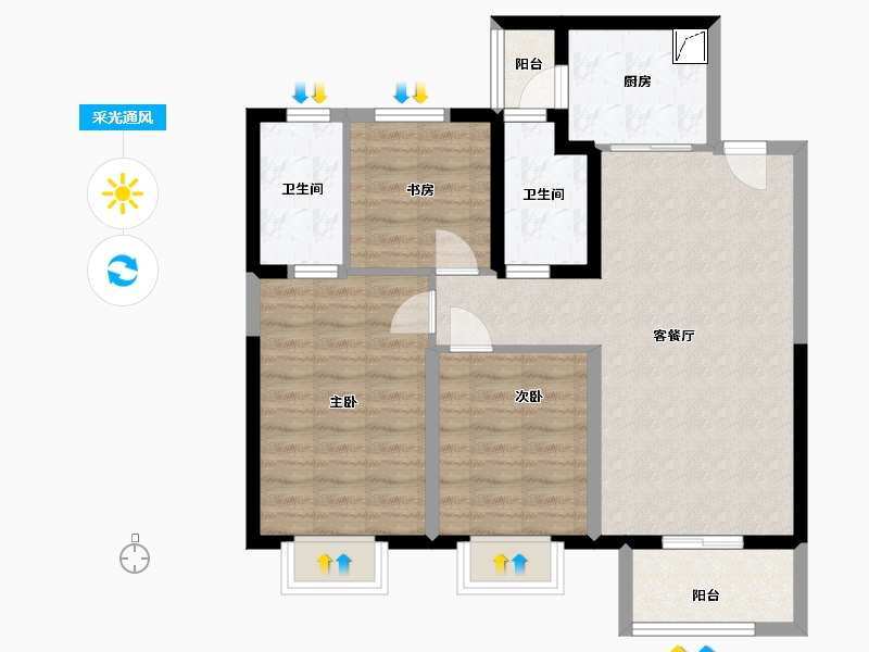 山西省-太原市-东鼎·迎泽里-89.00-户型库-采光通风