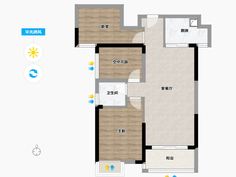 广东省-江门市-海伦湾-73.00-户型库-采光通风