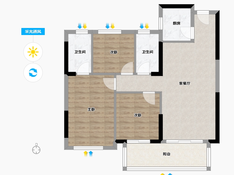 福建省-泉州市-力高水投君誉中央-85.00-户型库-采光通风