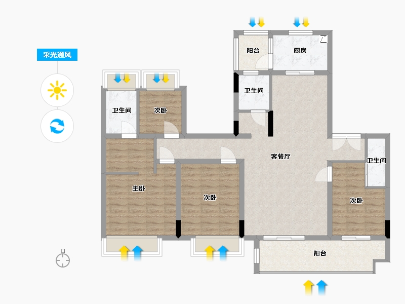 广西壮族自治区-桂林市-吾悦华府-142.00-户型库-采光通风