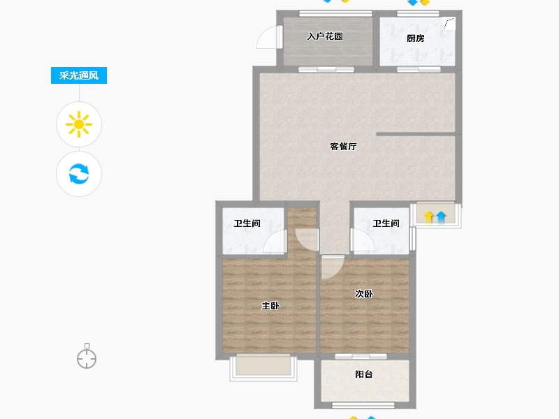 江苏省-淮安市-钱隆御景-100.00-户型库-采光通风