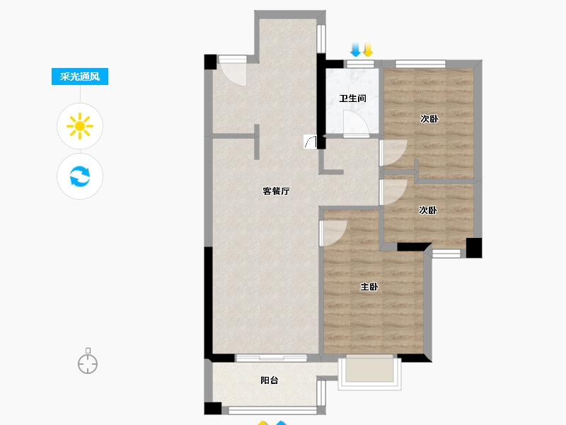 福建省-福州市-中建 龙庭嘉园-68.00-户型库-采光通风