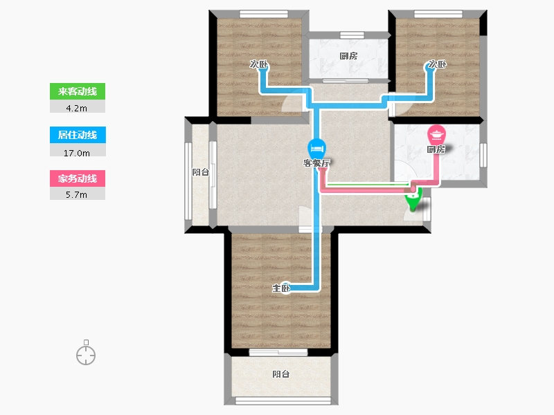 河南省-郑州市-朗悦公园府悦棠苑-74.00-户型库-动静线