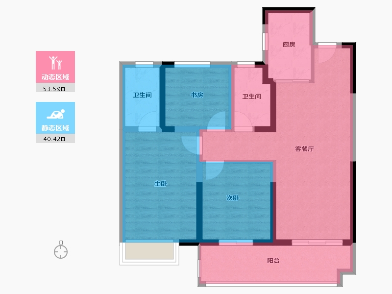 河南省-平顶山市-立威・金城丽景-83.46-户型库-动静分区