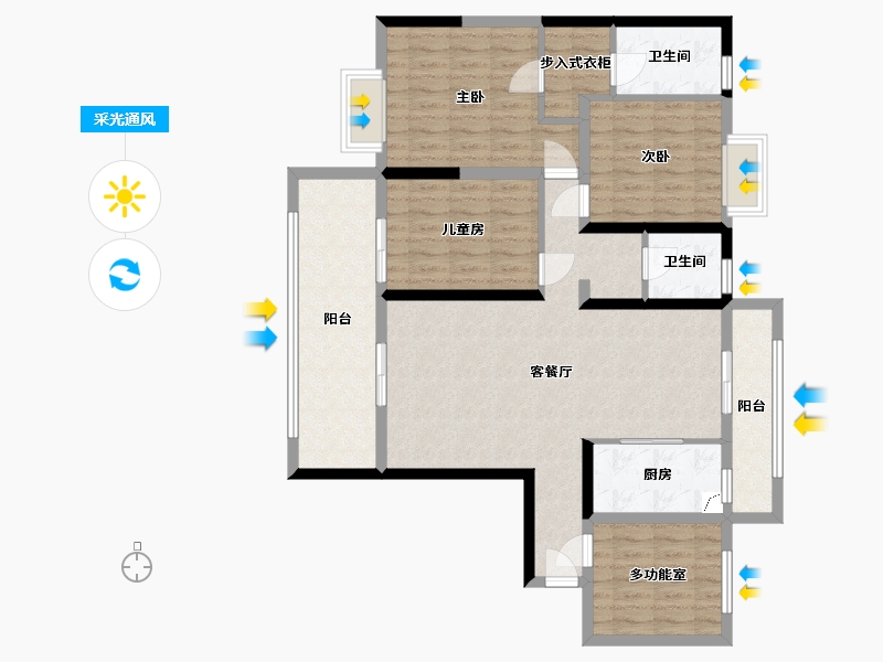 湖南省-常德市-国宾府-135.00-户型库-采光通风