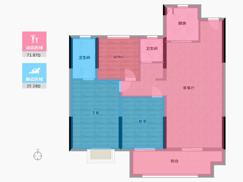 安徽省-亳州市-万达珑悦湾-96.00-户型库-动静分区