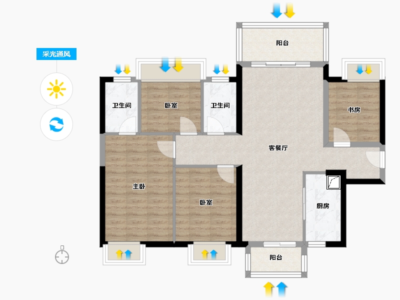 广西壮族自治区-南宁市-洋浦星-100.00-户型库-采光通风