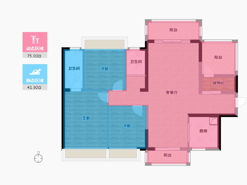 广西壮族自治区-南宁市-公园上城-127.00-户型库-动静分区