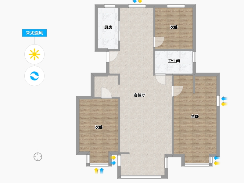 北京-北京市-中国铁建・国际花园-90.00-户型库-采光通风