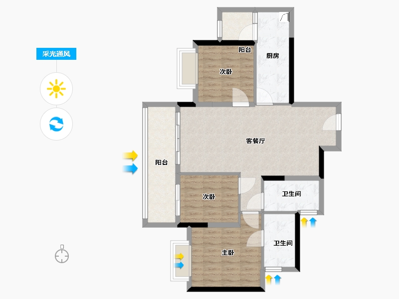 重庆-重庆市-中建悦和城-90.00-户型库-采光通风