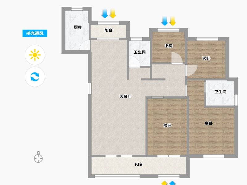 山东省-青岛市-青岛中南世纪城-99.00-户型库-采光通风