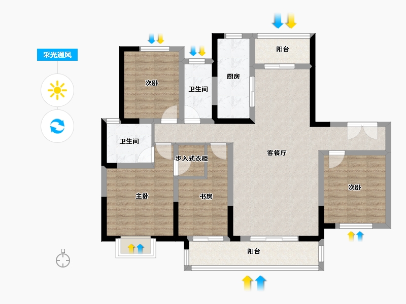 陕西省-西安市-御锦城-86.00-户型库-采光通风