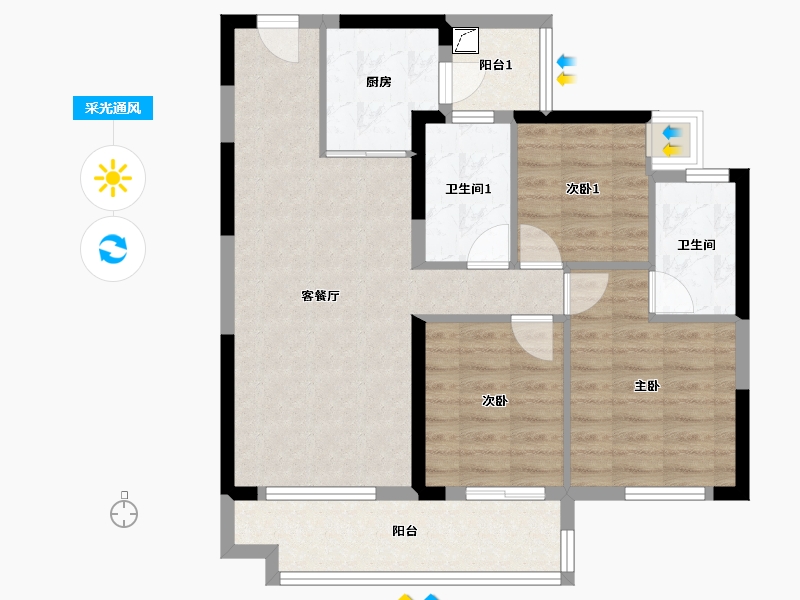 广西壮族自治区-钦州市-敏捷珑玥湾-78.00-户型库-采光通风