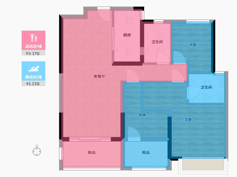 湖南省-长沙市-南益名仕豪庭-85.44-户型库-动静分区