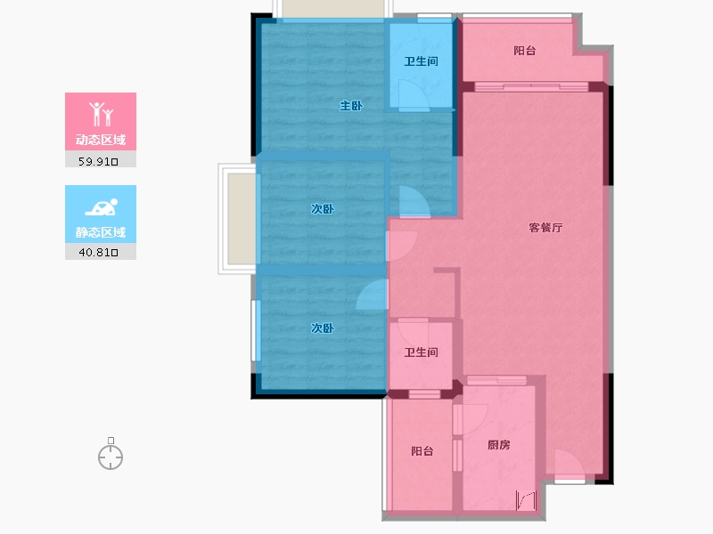 重庆-重庆市-重庆融创文旅城-89.30-户型库-动静分区