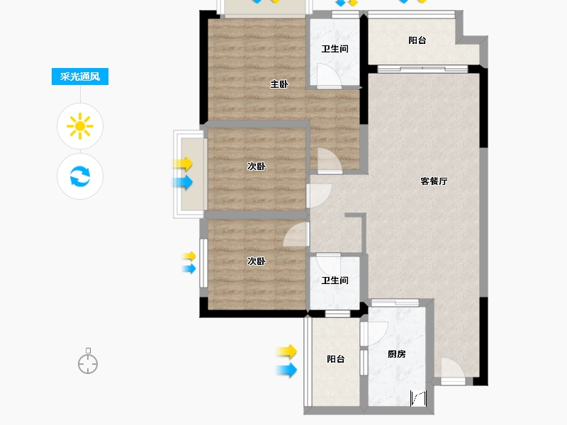 重庆-重庆市-重庆融创文旅城-89.30-户型库-采光通风