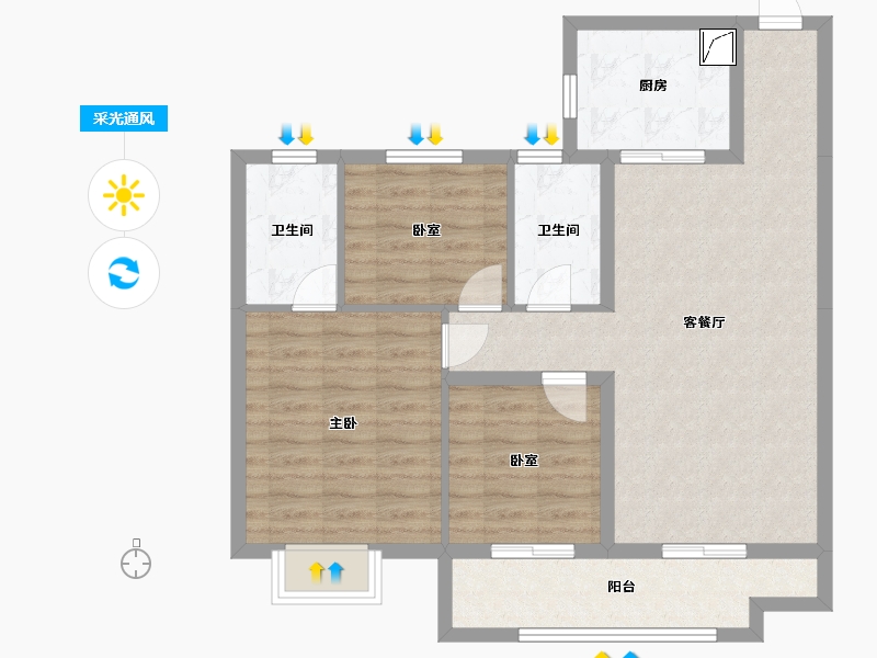 河北省-邯郸市-东麟府-95.00-户型库-采光通风