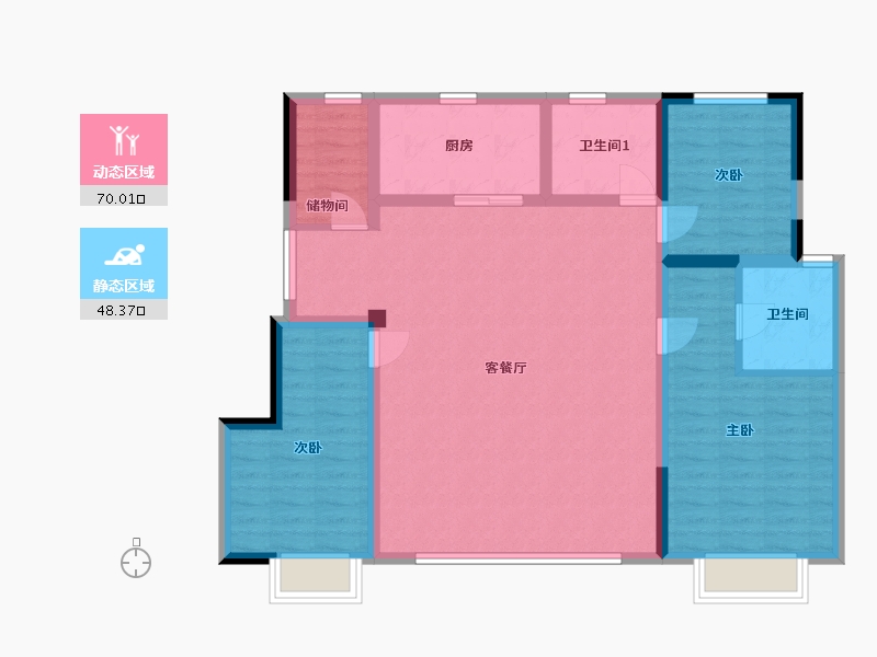 辽宁省-沈阳市-龙湖中铁建云璟-131.00-户型库-动静分区