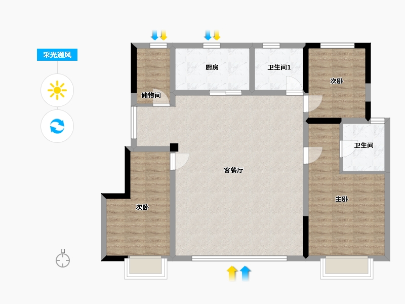 辽宁省-沈阳市-龙湖中铁建云璟-131.00-户型库-采光通风