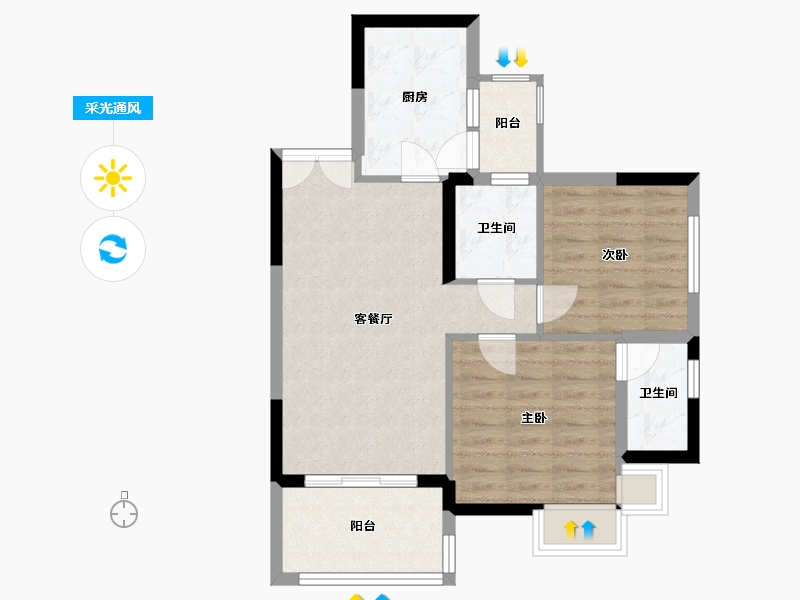 陕西省-安康市-中渝汉江国际城-85.00-户型库-采光通风