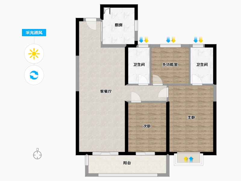 湖北省-武汉市-东方境-103.00-户型库-采光通风