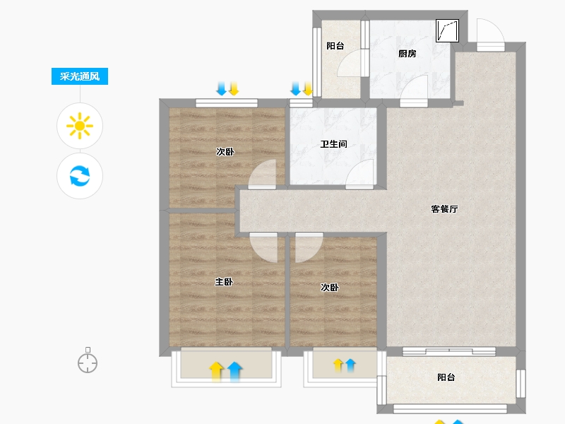 山东省-济宁市-恒大悦珑湾-72.80-户型库-采光通风