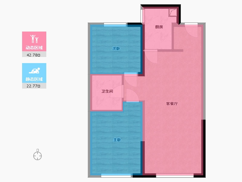 辽宁省-沈阳市-绿地新里城-66.00-户型库-动静分区