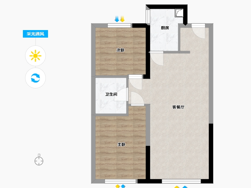 辽宁省-沈阳市-绿地新里城-66.00-户型库-采光通风