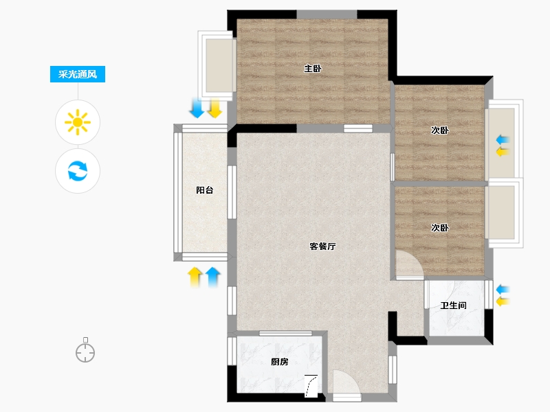 广东省-东莞市-虎门龙光玖龙玺-86.00-户型库-采光通风