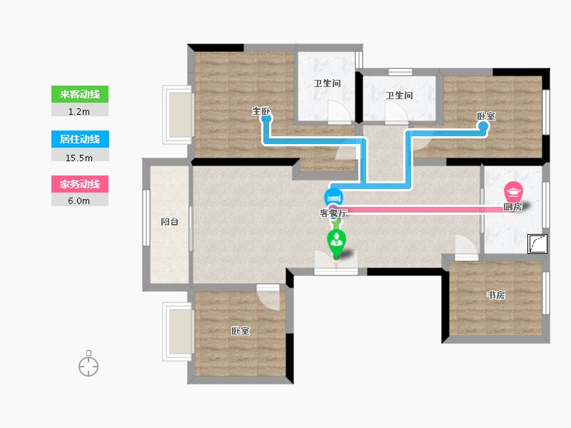 内蒙古自治区-包头市-东河区吾悦广场-144.00-户型库-动静线