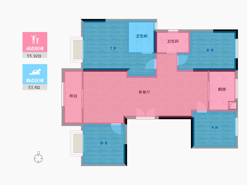 内蒙古自治区-包头市-东河区吾悦广场-144.00-户型库-动静分区