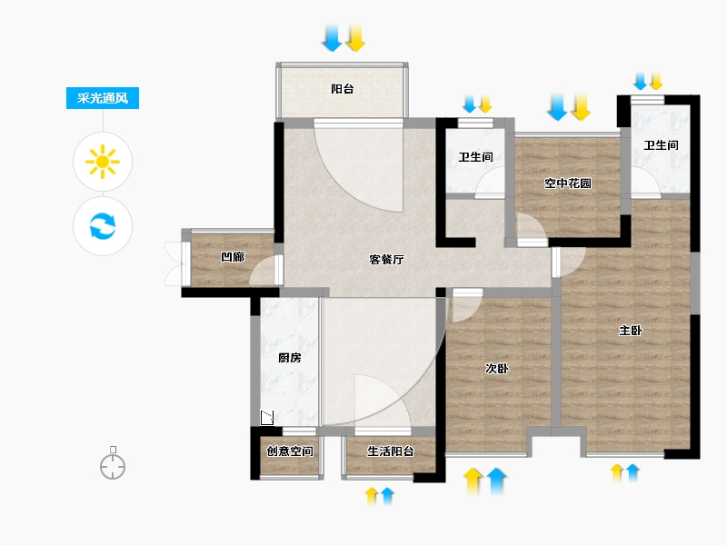 湖南省-长沙市-润和又一城-94.14-户型库-采光通风