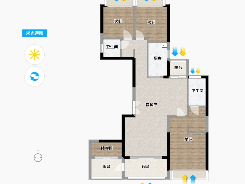 广东省-佛山市-洺悦华府-110.00-户型库-采光通风