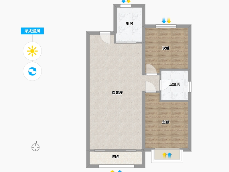 黑龙江省-哈尔滨市-汇龙  澜湾九里-77.00-户型库-采光通风