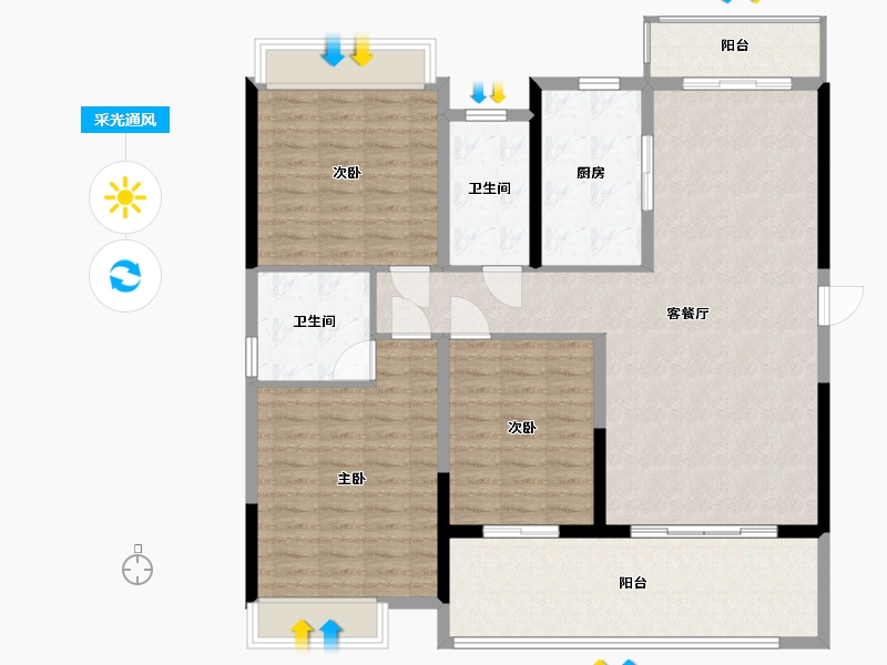 湖南省-岳阳市-江语城-134.37-户型库-采光通风