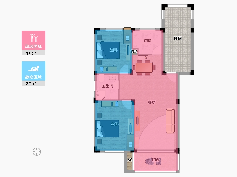 浙江省-杭州市-通策和睦院-87.73-户型库-动静分区