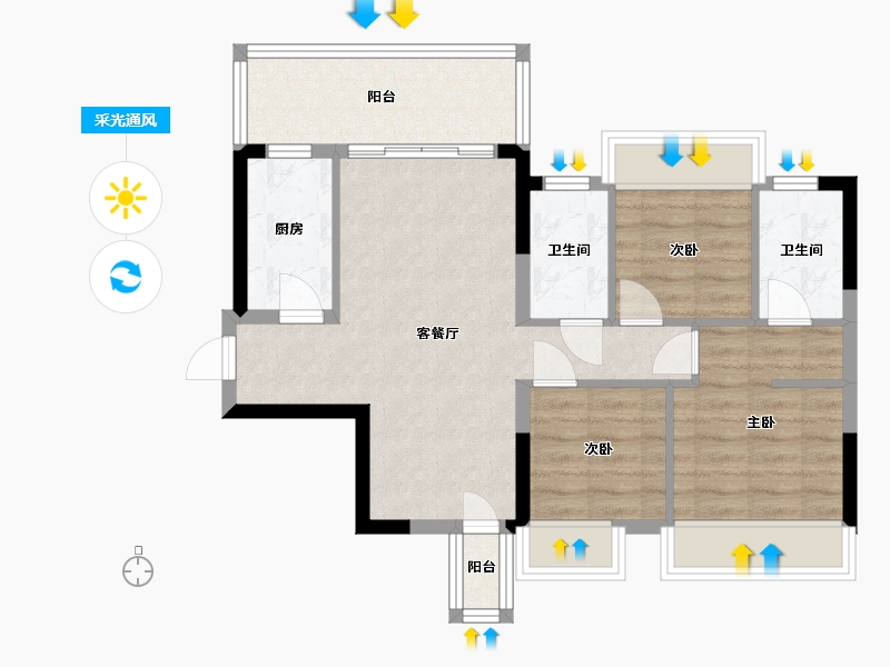 广西壮族自治区-南宁市-天健城-88.00-户型库-采光通风