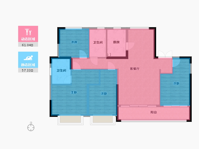 青海省-西宁市-北川万达公园One-108.00-户型库-动静分区