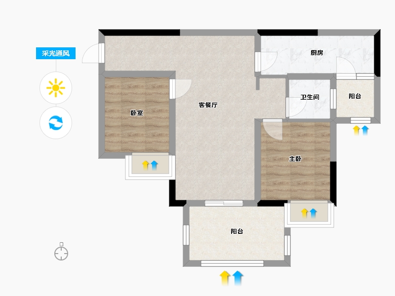 重庆-重庆市-融创文旅城御华-66.62-户型库-采光通风