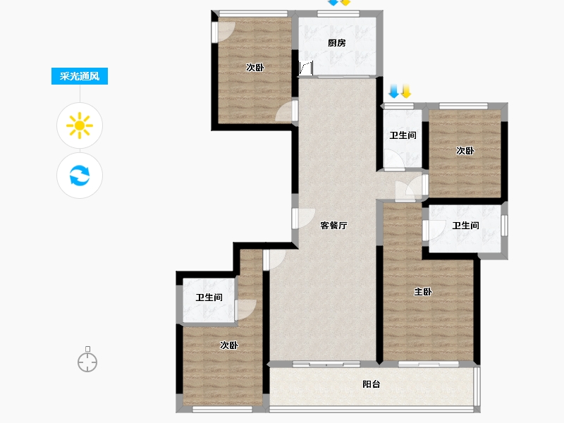 浙江省-杭州市-宋都江宸府-90.94-户型库-采光通风