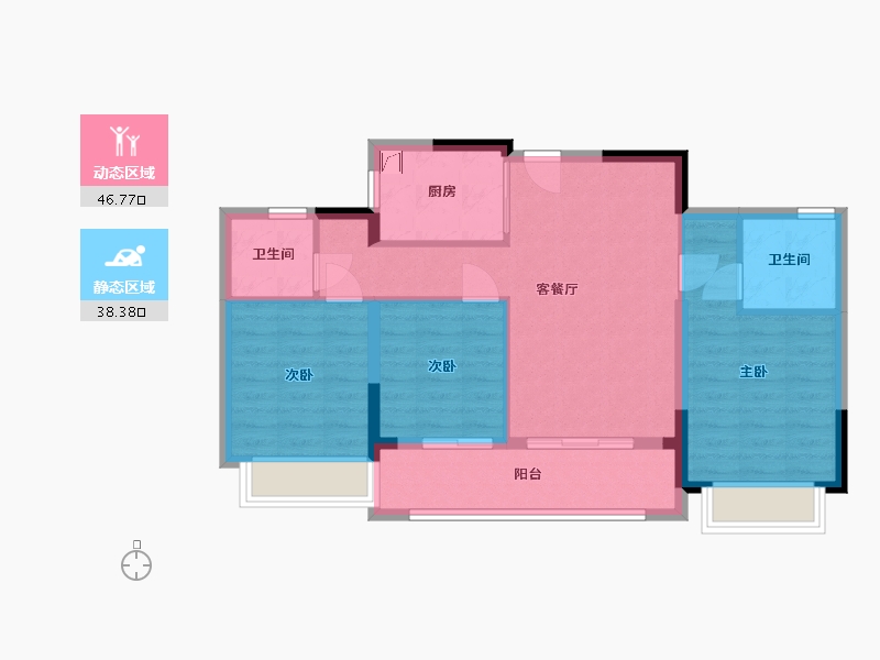 浙江省-丽水市-碧桂园云境-76.00-户型库-动静分区