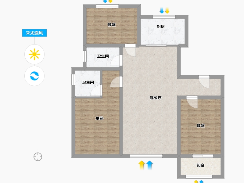 河北省-沧州市-学府壹号-89.60-户型库-采光通风