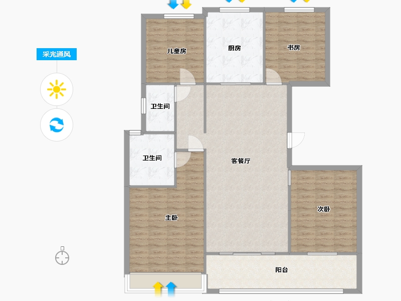 山东省-潍坊市-万特公馆-130.00-户型库-采光通风