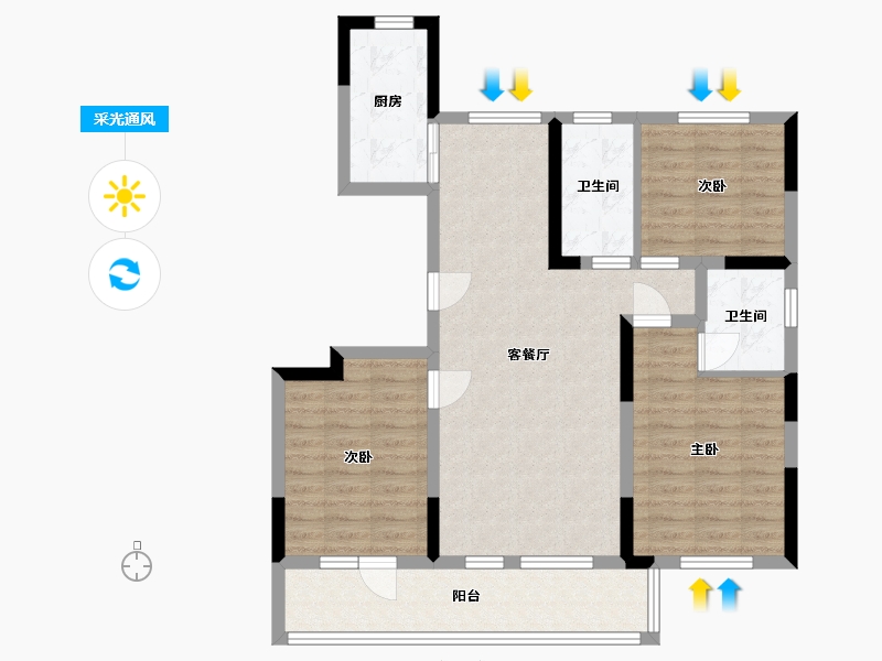 山东省-青岛市-上合苑-103.00-户型库-采光通风