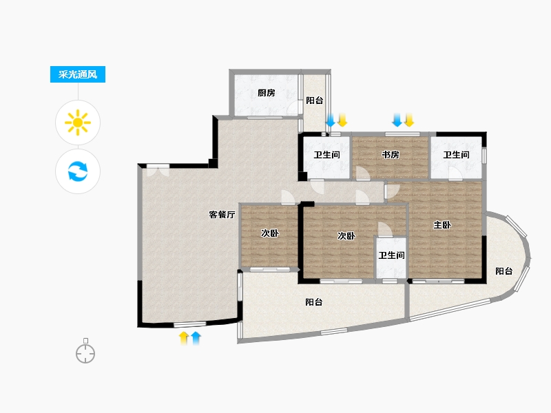 广东省-湛江市-安康・金海湾-180.00-户型库-采光通风