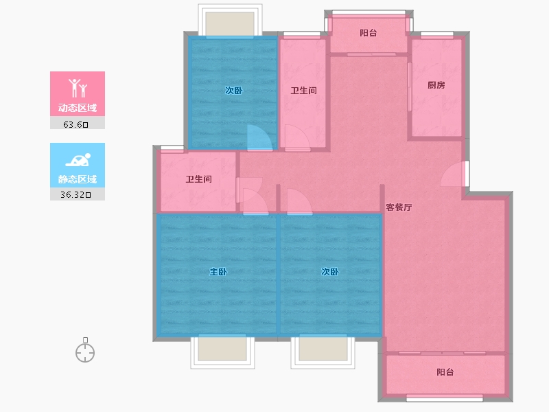 上海-上海市-泰东公寓-111.25-户型库-动静分区