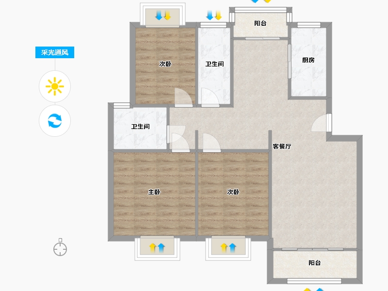 上海-上海市-泰东公寓-111.25-户型库-采光通风