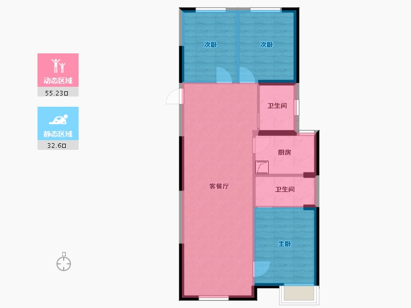 吉林省-吉林市-学府里-90.00-户型库-动静分区